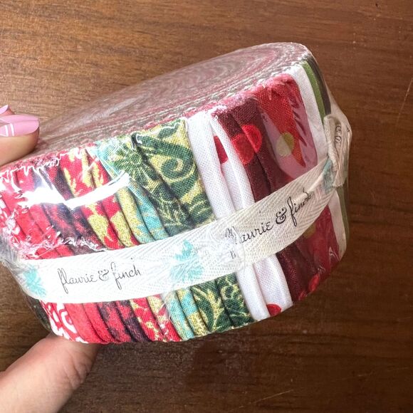 RJR Pixie Strips Jelly Roll Quilting Fabrics Flaurie and Finch Christmas Print - Picture 5 of 10